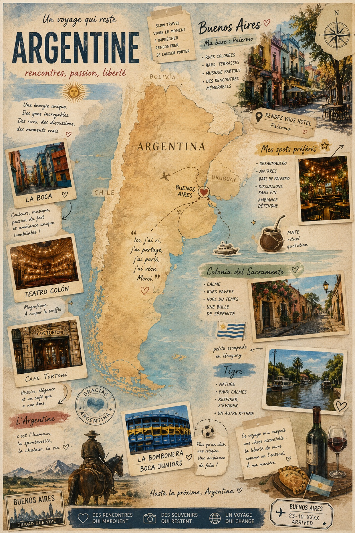 Carte sensible d’un voyage en Argentine autour de Buenos Aires, La Boca, Palermo, Tigre et Colonia
