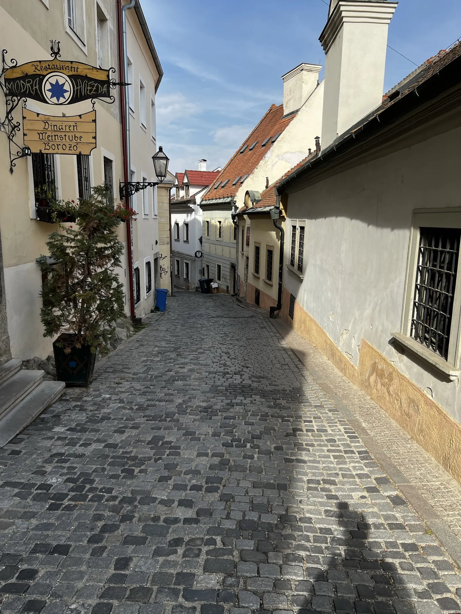 Une ruelle pavée de Bratislava